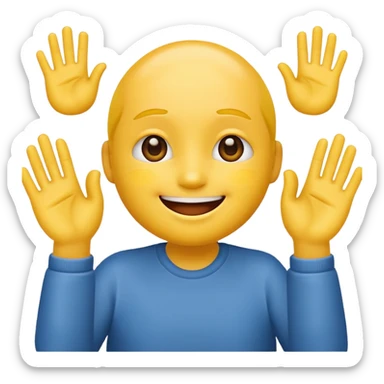 Face with person giving themselves a high five. use the standard yellow emoji with hands should be touching with visual showing a clap sticker