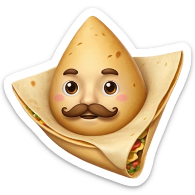 a flying tortillo with a thick mustache sticker
