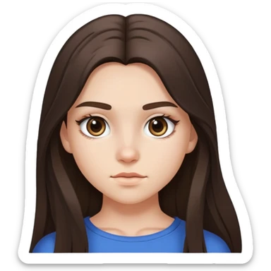 a brunette teen girl with a beauty mark under her eye and long hair and a crop top  sticker