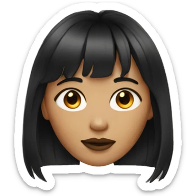 a woman with dark hair, bangs, and a gold septum ring  sticker