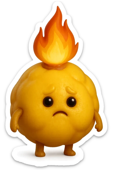 cellula di grasso (adipocita) gialla con fiamma 3d sticker