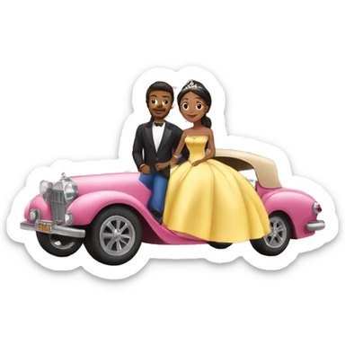  Princess and prince in palace with a benze car sticker