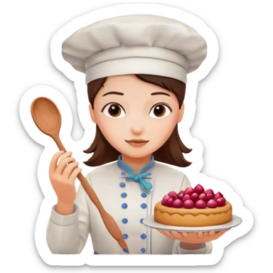 The pastry chef girl.  Confectionery desserts.  Making desserts sticker