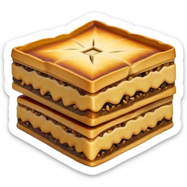 Martabak Cinematic Realistic Martabak Dish Emoji, depicted as a single, square slice of sweet, thick martabak with a rich, indulgent filling, rendered with detailed textures and vibrant, appetizing lighting. sticker