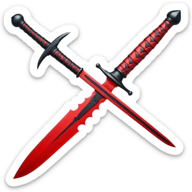 iOS sticker, ritual dagger, red blade, black handle, minimal sticker
