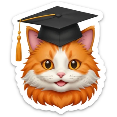 happy cat wearing a graduation cap sticker