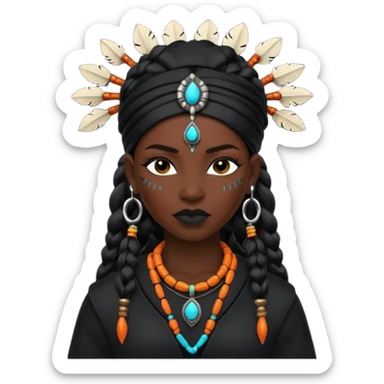 shaman woman black clothes black accesories  sticker