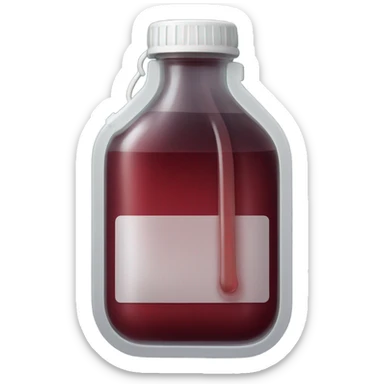 infusion bag with dark red liquid  sticker