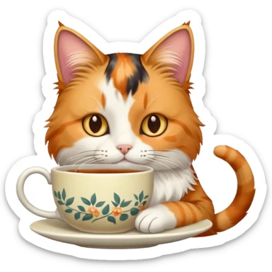 Çay içen kedi sticker