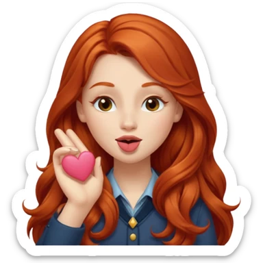 Long haired redhead winking & blowing kisses sticker