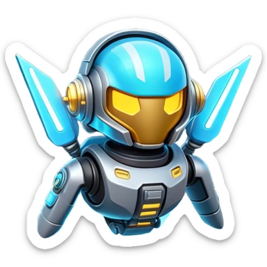 Clash of Clans aesthetic: Cinematic Playful 3D Isometric Jetpack Emoji, rendered in a 3D vector-style similar to standard emojis with minimal shading and bold, simplified shapes. A compact, distinct form with signature details, softly glowing with a futuristic sci-fi warfare charm. Simplified yet unmistakably iconic, highly detailed and consistent, glowing with a soft radiance and high shine. Stylized with a touch of high-tech brilliance and a soft glowing outline, capturing the essence of a beloved gaming relic with a friendly, playful manner! sticker