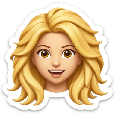 Cinematic Realistic Shakira Pop Culture Emoji, depicted with an energetic, dynamic portrayal of the global pop star rendered with lifelike textures and vibrant, charismatic lighting. sticker