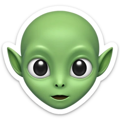 A cute alien face with two black eyes and without antennae, ears, nostrils sticker