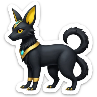 Black Dark Furry Fluffy Modern Futuristic Cyber-Umbreon-Salandit-Bastet-Anubis-fusion full body sticker