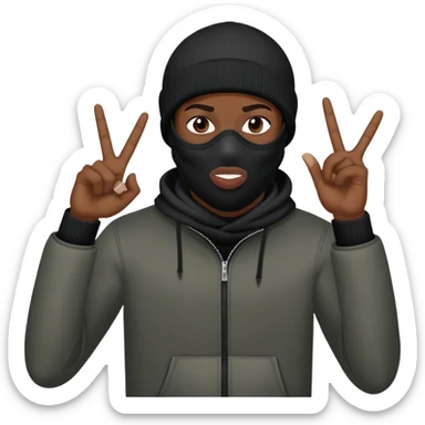 make a yn thug with ski mask throwing up gang signs sticker