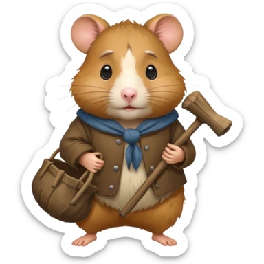 cartoon-style hamster poor hobo carrying a bindle sticker