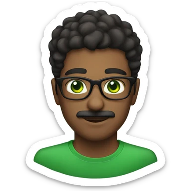 24 year old man green eyes with glasses and a moustache  sticker