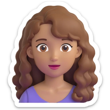 cartoon emoji of a 16 year old girl with natural skin tone and wavy medium hair sticker