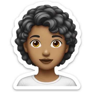 girl with wolfcut hair black sticker