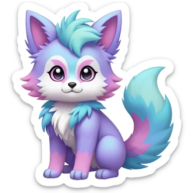 Kawaii pastel edgy colorful ethereal anthro fursona Fakemon sticker