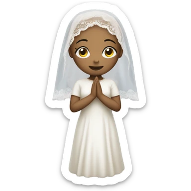 Light skin girl praying with eyes closed and lace white veil  sticker