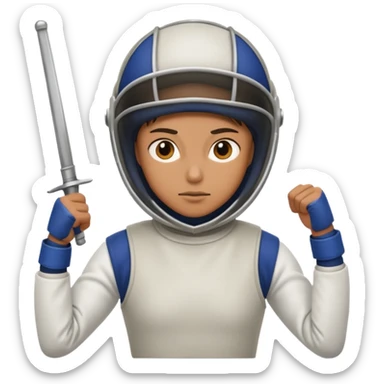 A person wearing fencing equipment with their entire body sticker