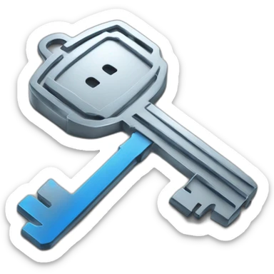 cyber silver metal key with blue rim light sticker