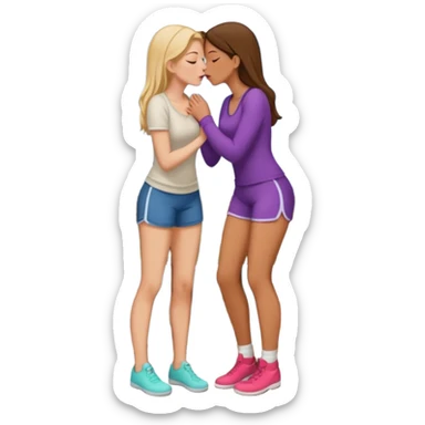 a girl, big butt, white, on her porch, having sex with another girl, no pants, kissing sticker