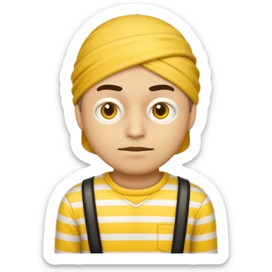 Make a robber emoji with yellow skin and white and yellow shirt with no mask sticker