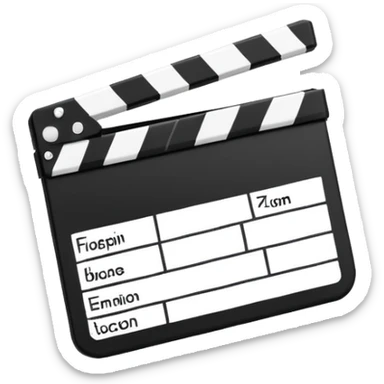 extremely minimalist movie clapper, just two rectangles with a single diagonal line, black and white only sticker