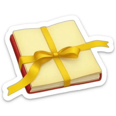 cahier rouge avec ruban jaune sticker