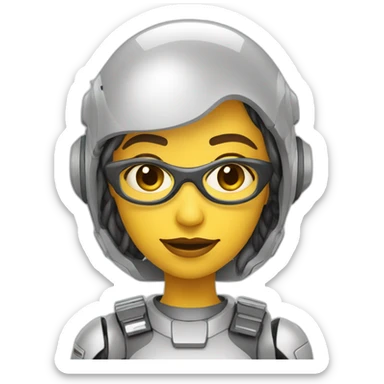 Female AI based teacher deressed like a futuristic robotic astrounaut sticker