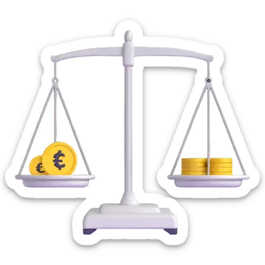 balance scale with Euro symbol € in the trays sticker