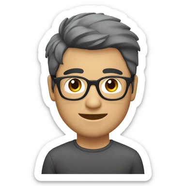 Chico moreno con franela gris. Cabello corto, liso y negro. sticker