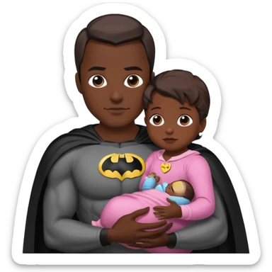 batman holding baby daughter sticker