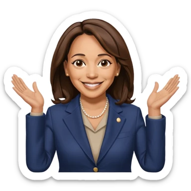 Kamala Harris smiling warmly, hands at her sides sticker