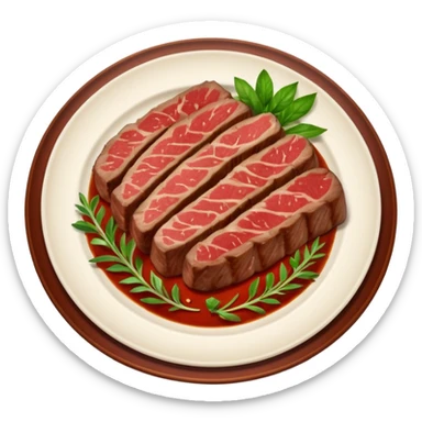 Rare steak slices on fancy plate sticker