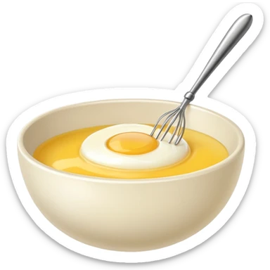 beaten egg in a bowl, There is a whisk inside the bowl. sticker