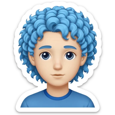 White 20 year old with curly blue hair sticker