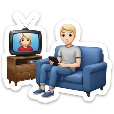 person watching a movie on the TV in their living room sticker