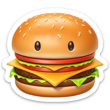 3D emoji of a bitten burger, first bite achievement, cute and modern, soft lighting, glossy, isolated, no background, mobile app icon
 sticker