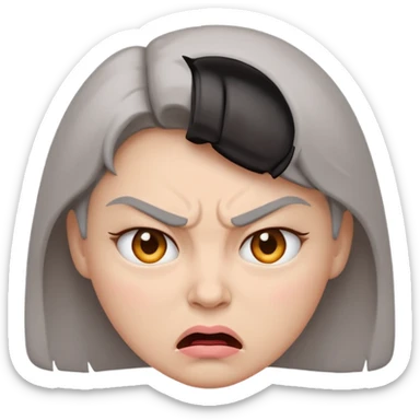 minimal flat emoji of an angry face,
slightly furrowed eyebrows,
tight lips but not angry,
emotion restrained and subtle,
soft pastel warm-gray tones,
emotional but calm design,
modern female health app style,
transparent background,
vector illustration
 sticker