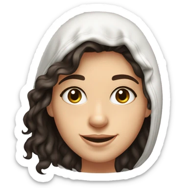 22-year-old woman. Girl with really really dark brown shoulder-length beach waves. Dark brown eyes with a HUGE OPTIMISTIC SMILE." WEST_EUROPEAN WHITE SKIN HOODED EYES NO EARRINGS  BLACK SHIRT WITH Dyslexic on it  sticker