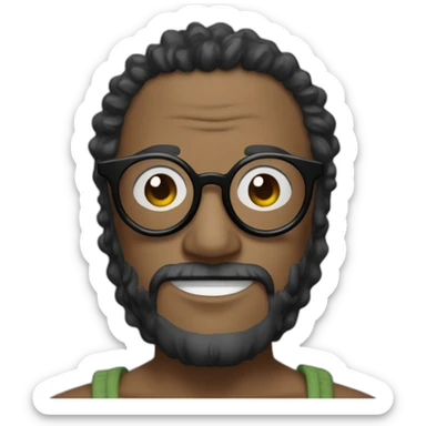 Homme noir avec de grande lunettes et des tresses portant un tshirt One Piece sticker