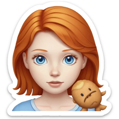 realistic portrait of a ginger girl with blue eyes and pale skin sticker