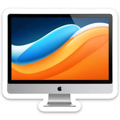 Orange iMac computer with lock screen sticker