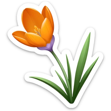 single Crocus Orange, straight stem sticker