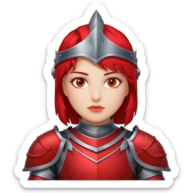 Female knight with crimson armor and blazing red eyes sticker