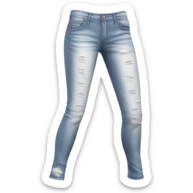 Realistic isolated pair of white distressed ripped fashion jean jegging pants. sticker