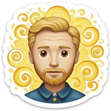 cinematic-realistic-vincent-van-gogh-pop-culture-emoji,-featuring-an-expressive-portrayal-inspired-by-the-legendary-painter-rendered-with-dynamic,-swirling-textures-and-artistic-lighting. sticker